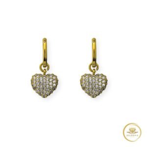 Elegant Pave Heart Drops in white background