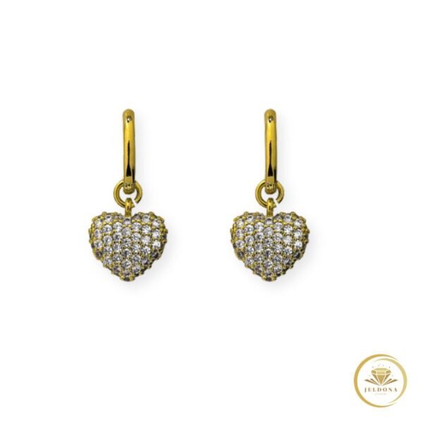 Elegant Pave Heart Drops in white background