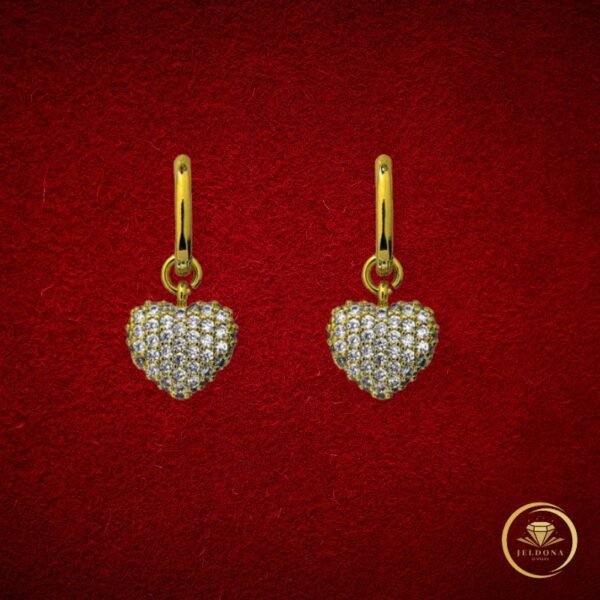Elegant Pave Heart Drops in red cloth