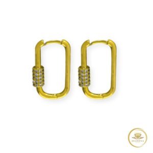 Gilded Link Hoops in white background