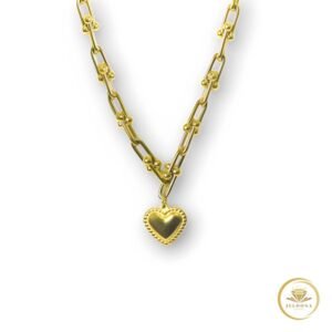 Golden Embrace Heart Necklace in white background