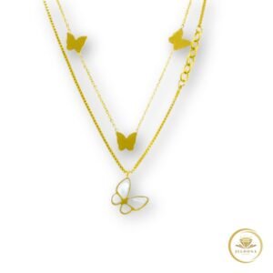 Golden Flutter Necklace in white background