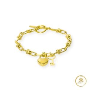 Golden Promise Bracelet in white background.