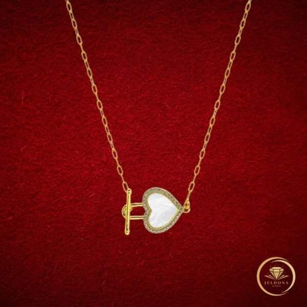 Locked in Love Necklace in red cloth background