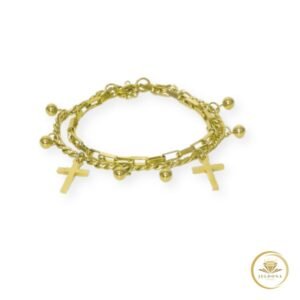Trinity Charm Bracelet in white background.